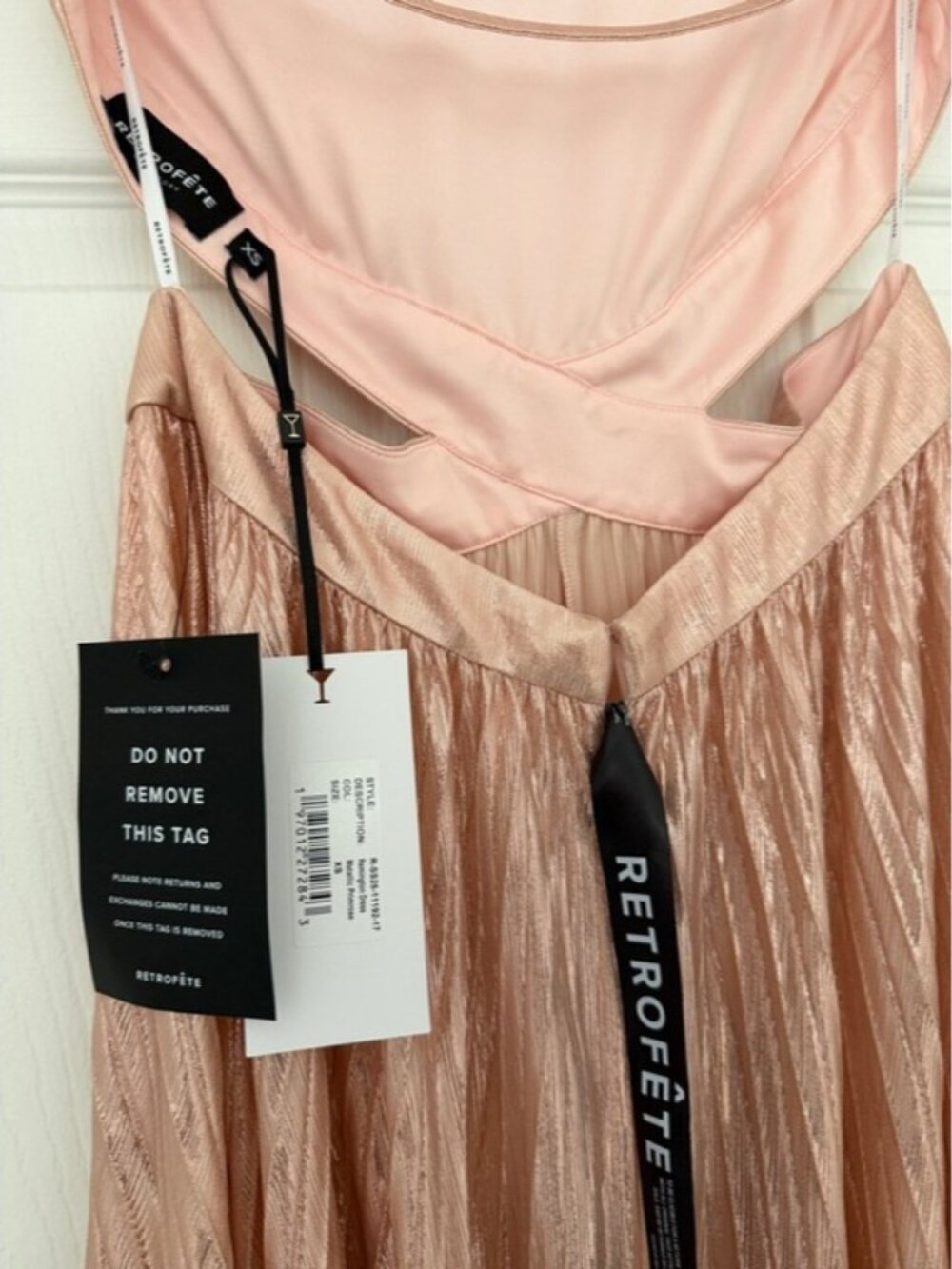 Retrofete Metallic Blush Cutout Pleated Maxi Gown. - Picture 10 of 10